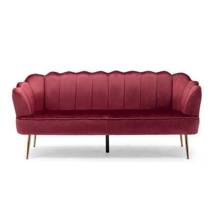 Beige / Turquoise / Blush / Natural / Honey / Teal Channel Stitched Velvet Sofa, 3-Seater, Gold Metal Legs
