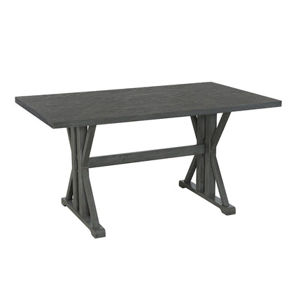 Farmhouse Style 6-Piece Dining Table Set with 4 Upholstered Dining Chairs and Bench