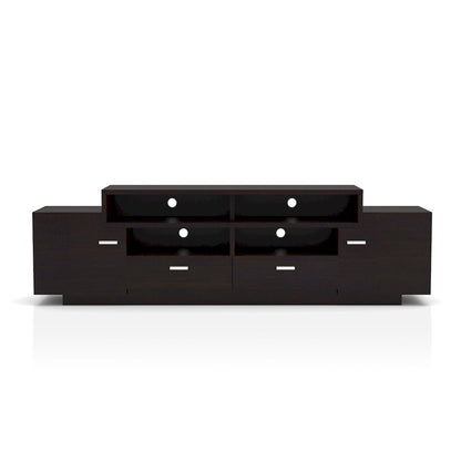 Contemporary TV Stand with 2 Drawers & Storage Cabinets, Cappuccino / Black, Fits 70"