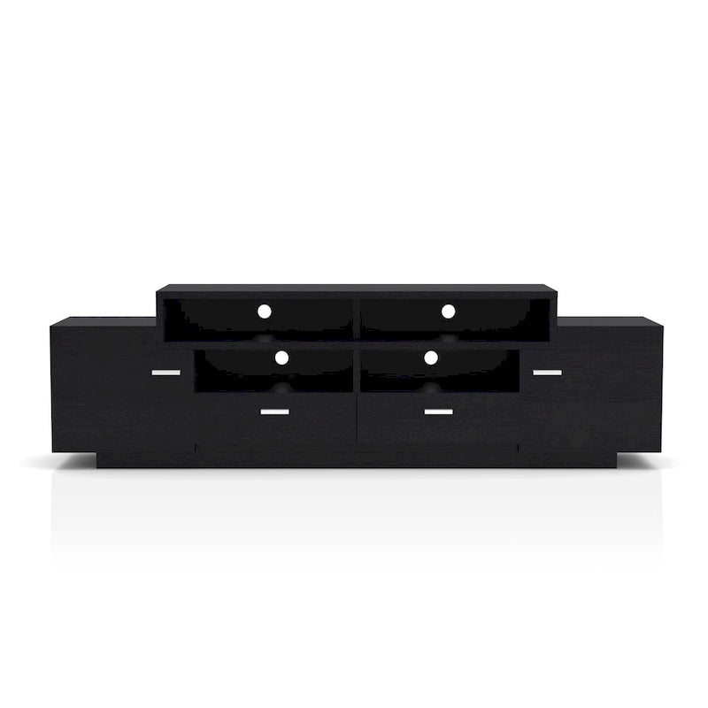Contemporary TV Stand with 2 Drawers & Storage Cabinets, Cappuccino / Black, Fits 70"