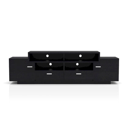 Contemporary TV Stand with 2 Drawers & Storage Cabinets, Cappuccino / Black, Fits 70"