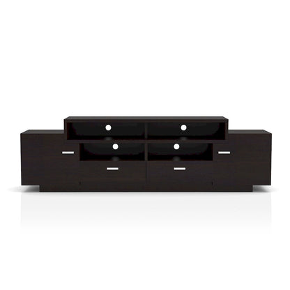 Contemporary TV Stand with 2 Drawers & Storage Cabinets, Cappuccino / Black, Fits 70"