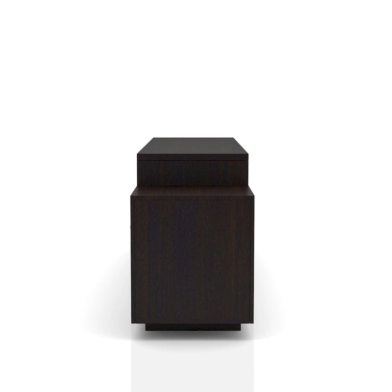Contemporary TV Stand with 2 Drawers & Storage Cabinets, Cappuccino / Black, Fits 70"