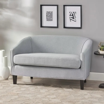Light Grey / Dark Grey Polyester Fabric 2-Seat Loveseat