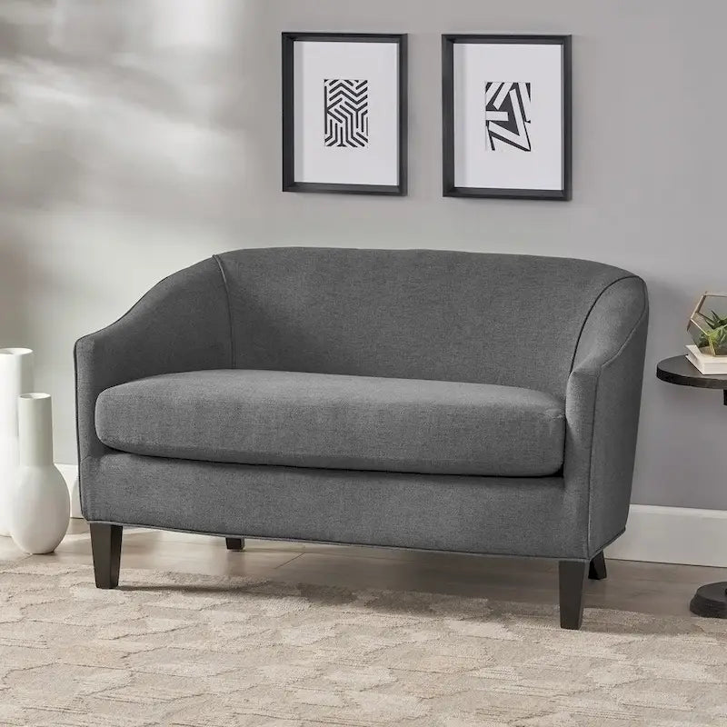 Light Grey / Dark Grey Polyester Fabric 2-Seat Loveseat