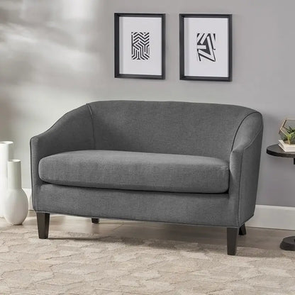 Light Grey / Dark Grey Polyester Fabric 2-Seat Loveseat
