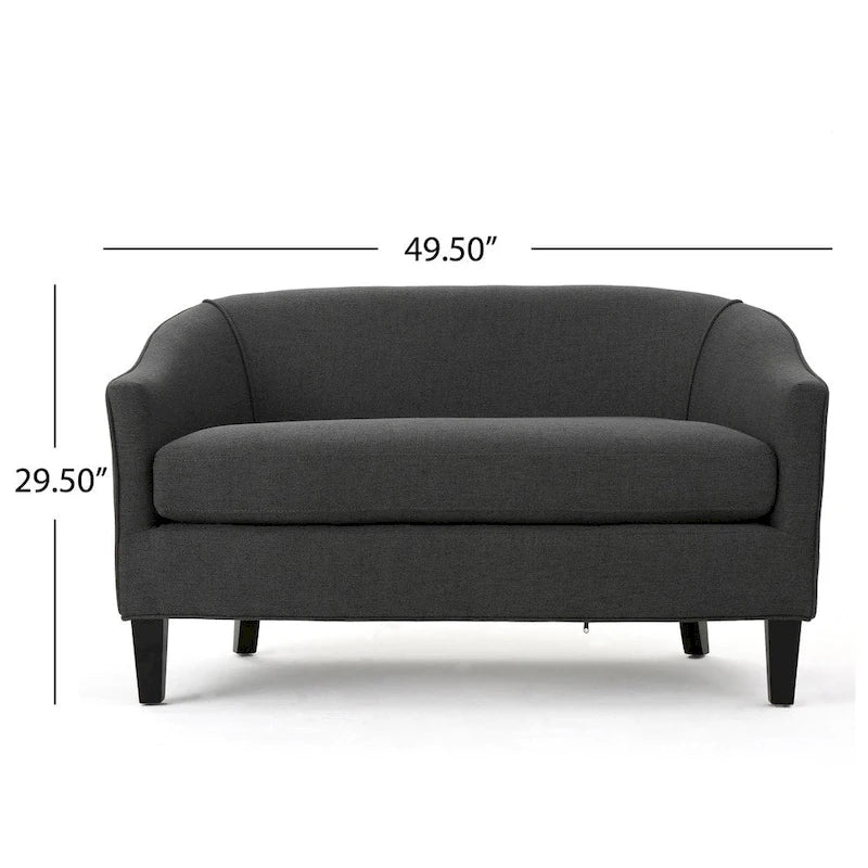 Light Grey / Dark Grey Polyester Fabric 2-Seat Loveseat