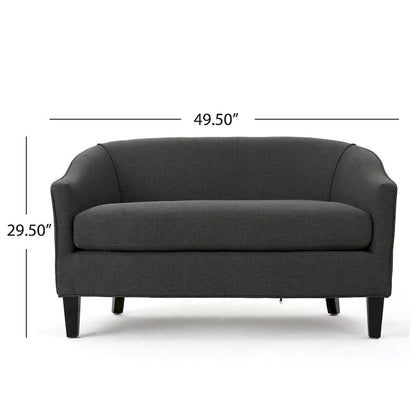 Light Grey / Dark Grey Polyester Fabric 2-Seat Loveseat