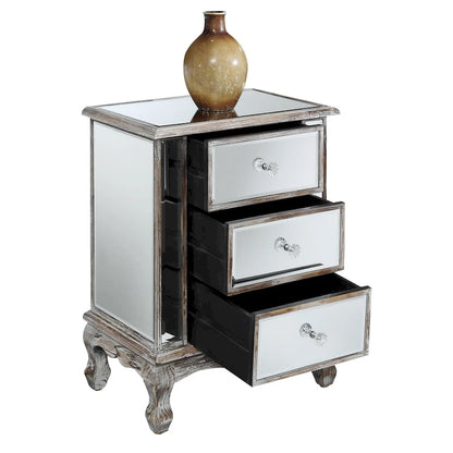 Mirrored 3-Drawer End Table, Cabriole Legs – Single Person, Multiple Colors