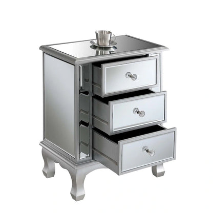 Mirrored 3-Drawer End Table, Cabriole Legs – Single Person, Multiple Colors