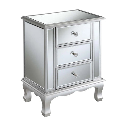Mirrored 3-Drawer End Table, Cabriole Legs – Single Person, Multiple Colors
