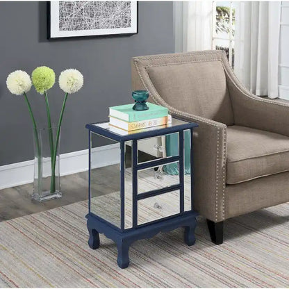 Mirrored 3-Drawer End Table, Cabriole Legs – Single Person, Multiple Colors