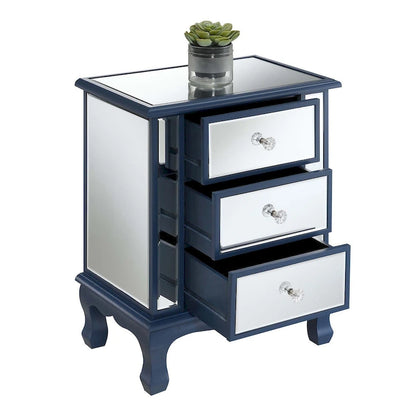 Mirrored 3-Drawer End Table, Cabriole Legs – Single Person, Multiple Colors