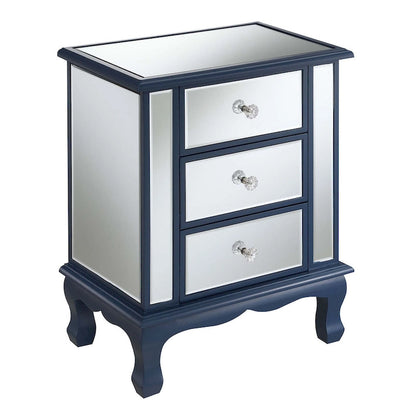 Mirrored 3-Drawer End Table, Cabriole Legs – Single Person, Multiple Colors
