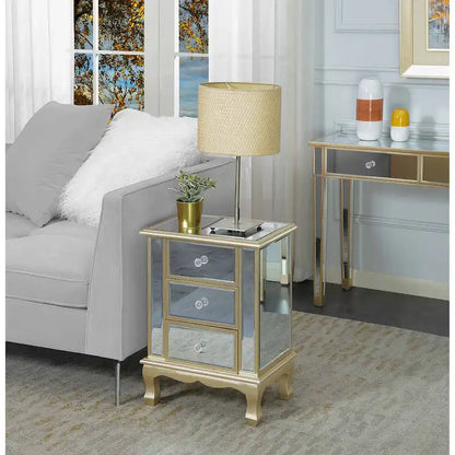 Mirrored 3-Drawer End Table, Cabriole Legs – Single Person, Multiple Colors