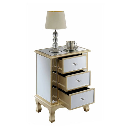 Mirrored 3-Drawer End Table, Cabriole Legs – Single Person, Multiple Colors