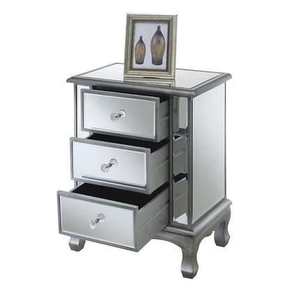 Mirrored 3-Drawer End Table, Cabriole Legs – Single Person, Multiple Colors