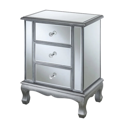Mirrored 3-Drawer End Table, Cabriole Legs – Single Person, Multiple Colors