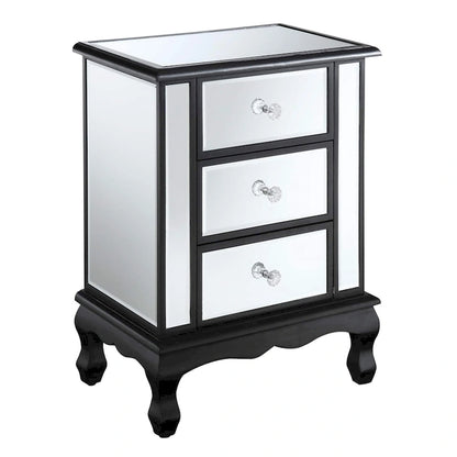 Mirrored 3-Drawer End Table, Cabriole Legs – Single Person, Multiple Colors