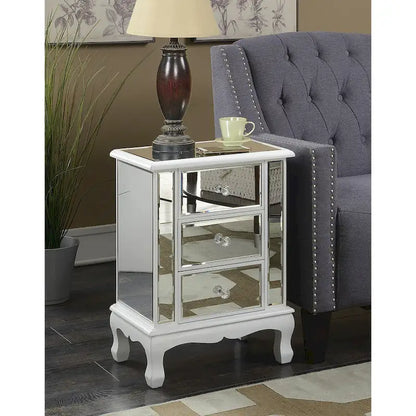 Mirrored 3-Drawer End Table, Cabriole Legs – Single Person, Multiple Colors