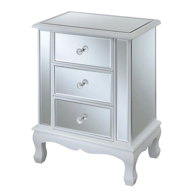 Mirrored 3-Drawer End Table, Cabriole Legs – Single Person, Multiple Colors