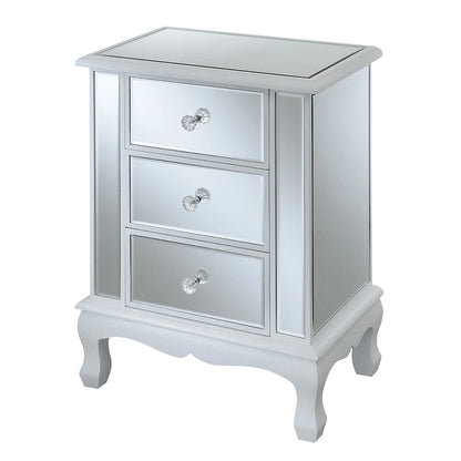 Mirrored 3-Drawer End Table, Cabriole Legs – Single Person, Multiple Colors