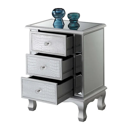 Mirrored 3-Drawer End Table, Cabriole Legs – Single Person, Multiple Colors