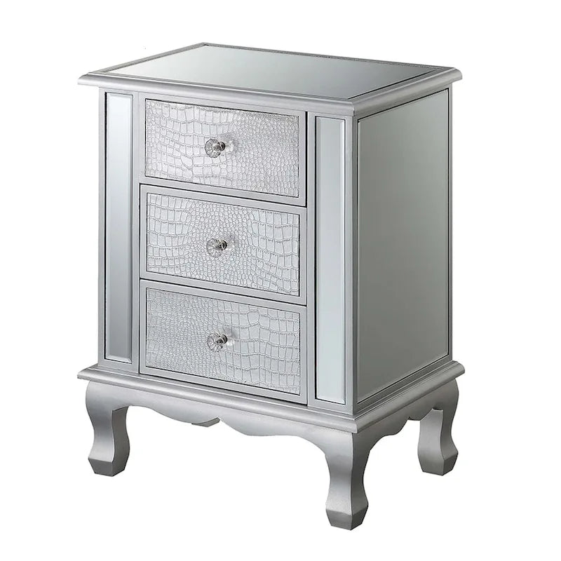 Mirrored 3-Drawer End Table, Cabriole Legs – Single Person, Multiple Colors