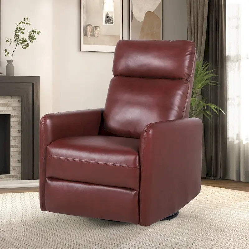 Leather Manual Swivel Recliner, 9 Colors, 1-Seat