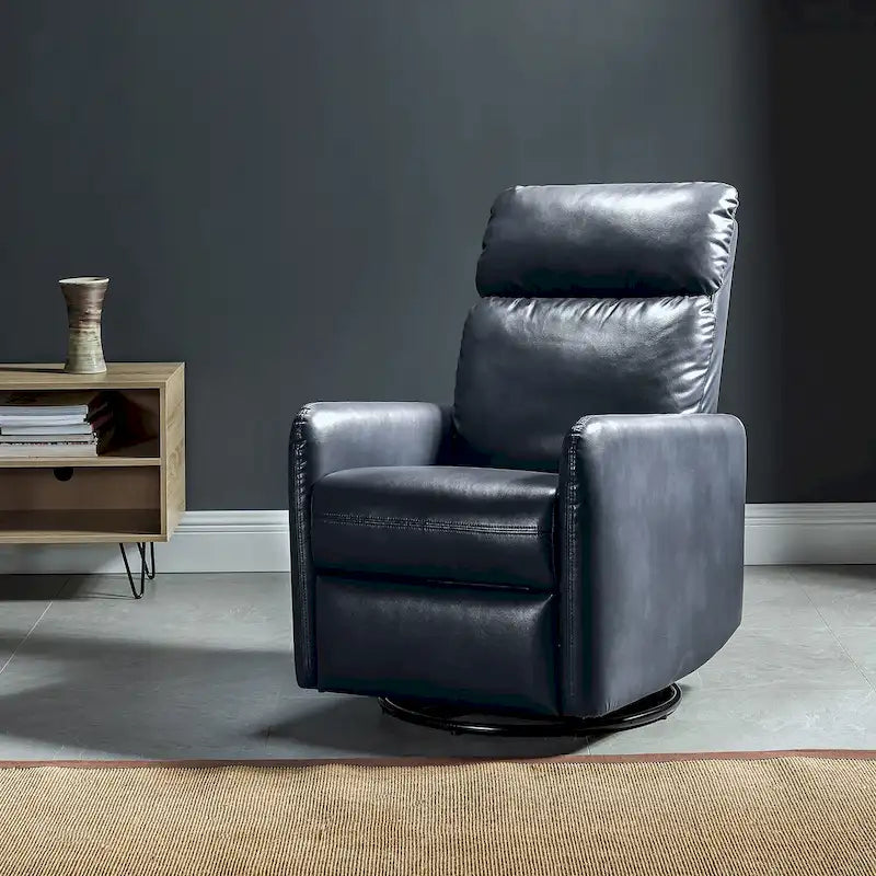 Leather Manual Swivel Recliner, 9 Colors, 1-Seat