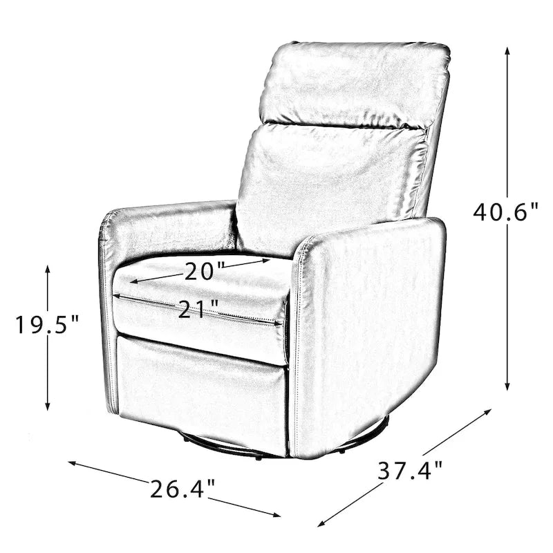 Leather Manual Swivel Recliner, 9 Colors, 1-Seat