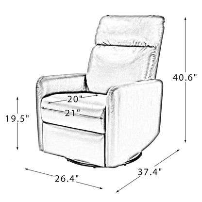 Leather Manual Swivel Recliner, 9 Colors, 1-Seat