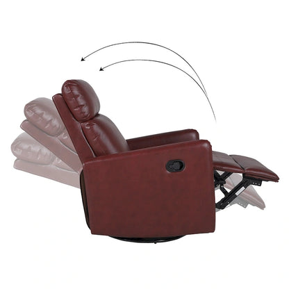 Leather Manual Swivel Recliner, 9 Colors, 1-Seat
