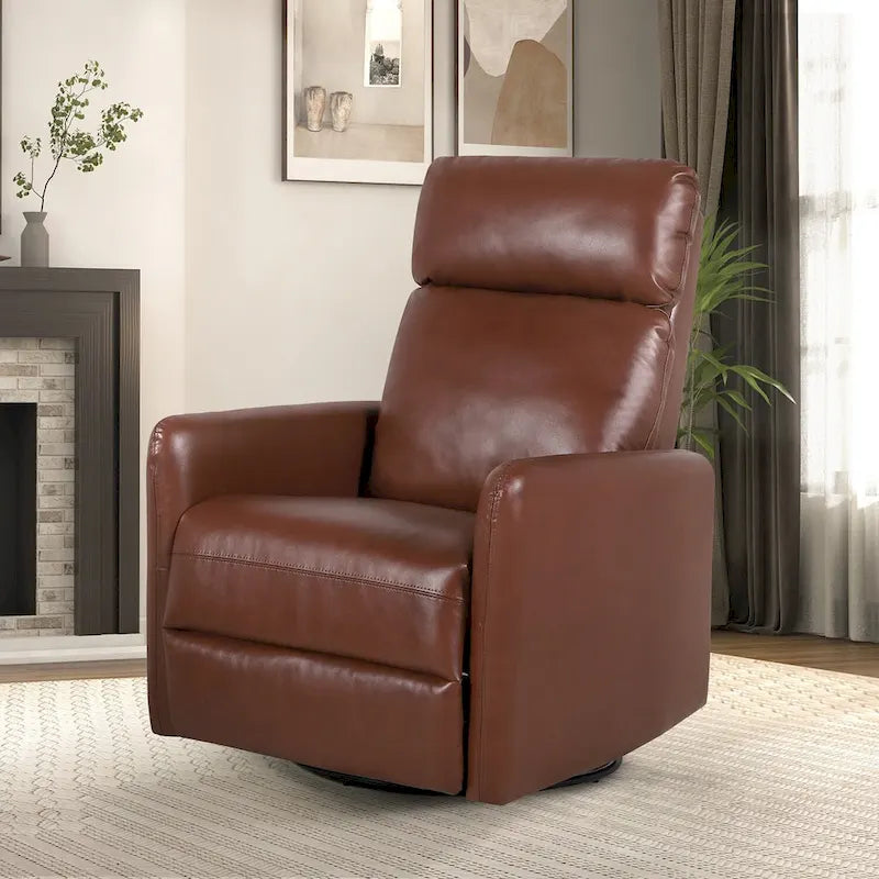 Leather Manual Swivel Recliner, 9 Colors, 1-Seat