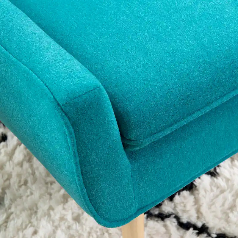Blue Fabric Button-Tufted Accent Chair, Blonde Legs, Seats 1