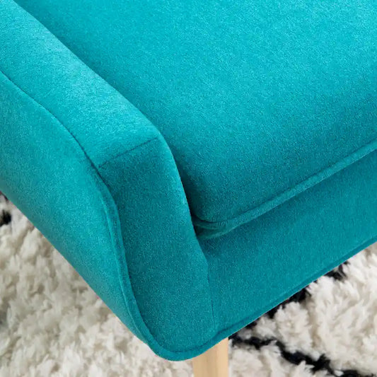 Blue Fabric Button-Tufted Accent Chair, Blonde Legs, Seats 1