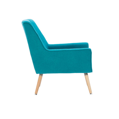 Blue Fabric Button-Tufted Accent Chair, Blonde Legs, Seats 1