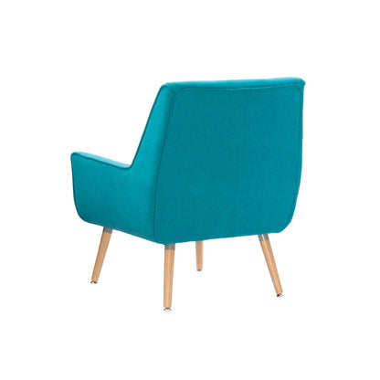 Blue Fabric Button-Tufted Accent Chair, Blonde Legs, Seats 1
