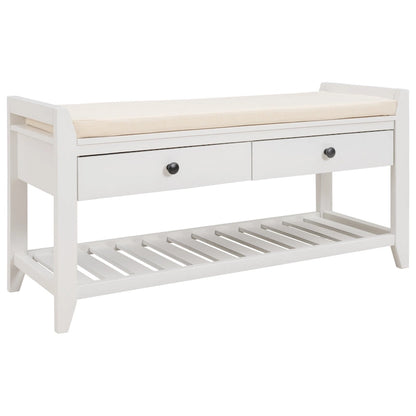 Cushioned Shoe Bench with 2 Drawers & Open Shelf, Seats 1–2