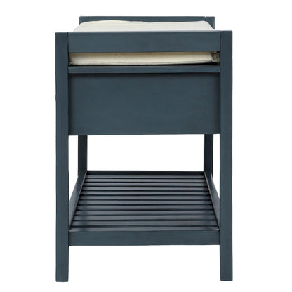 Cushioned Shoe Bench with 2 Drawers & Open Shelf, Seats 1–2