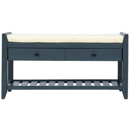 Cushioned Shoe Bench with 2 Drawers & Open Shelf, Seats 1–2