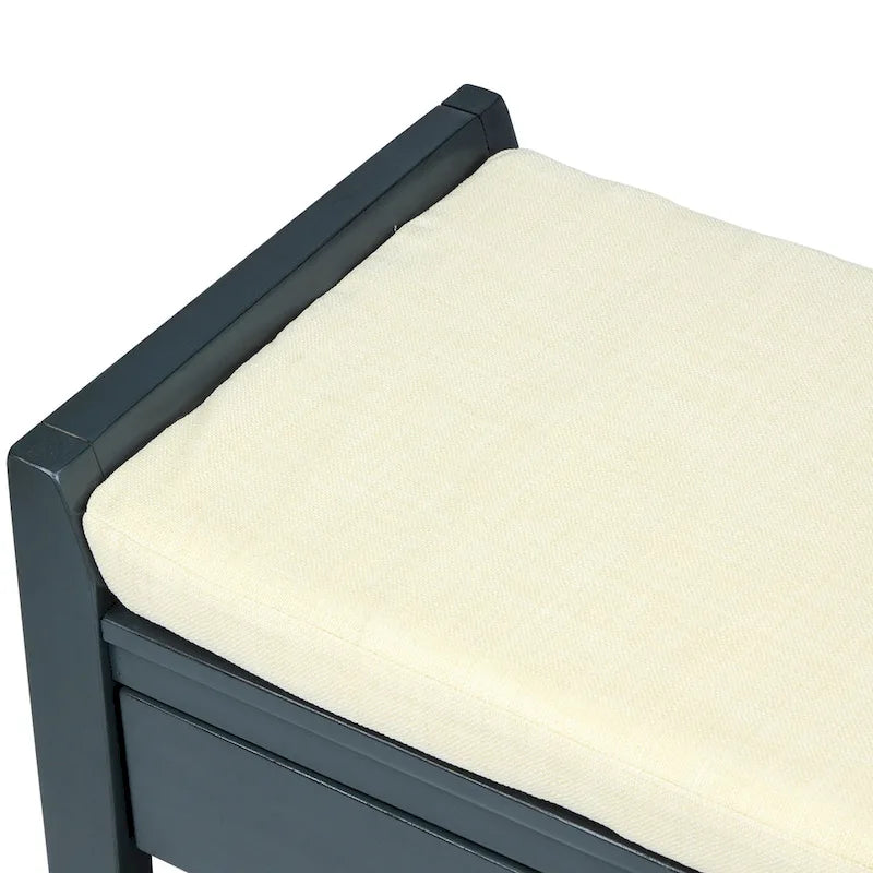 Cushioned Shoe Bench with 2 Drawers & Open Shelf, Seats 1–2