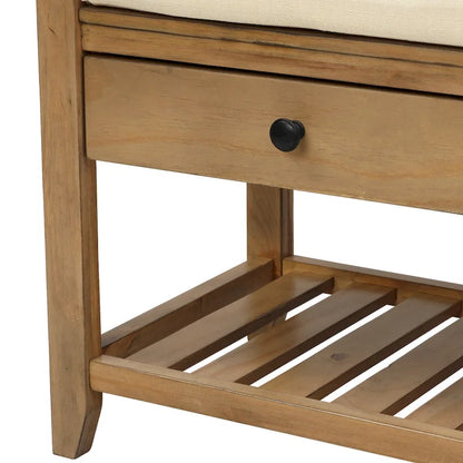 Cushioned Shoe Bench with 2 Drawers & Open Shelf, Seats 1–2