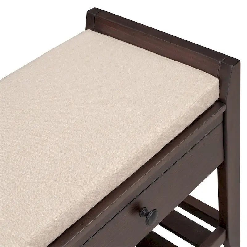 Cushioned Shoe Bench with 2 Drawers & Open Shelf, Seats 1–2