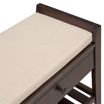 Cushioned Shoe Bench with 2 Drawers & Open Shelf, Seats 1–2
