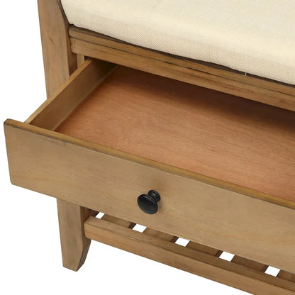 Cushioned Shoe Bench with 2 Drawers & Open Shelf, Seats 1–2