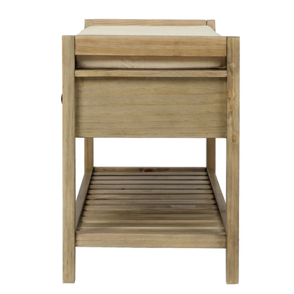Cushioned Shoe Bench with 2 Drawers & Open Shelf, Seats 1–2