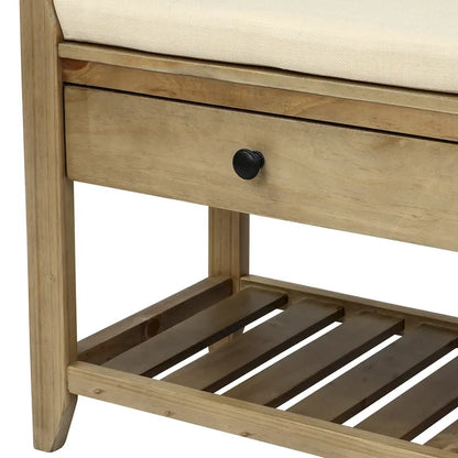 Cushioned Shoe Bench with 2 Drawers & Open Shelf, Seats 1–2