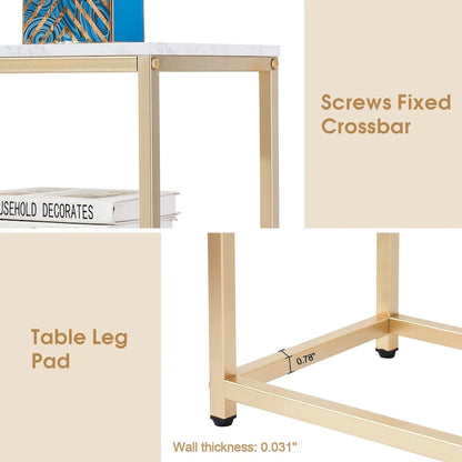 White / Brown 3-Tier Open Shelf Narrow Console Table – 1 Person Assembly