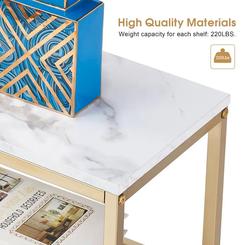 White / Brown 3-Tier Open Shelf Narrow Console Table – 1 Person Assembly